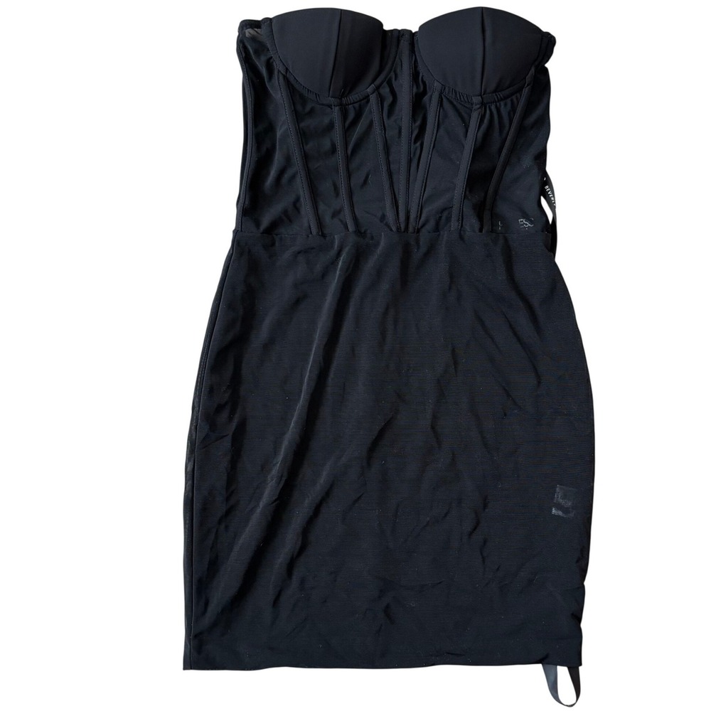 NWT Heiress Beverly Hills‎ Black Strapless Mesh Corset Mini Dress Sz M